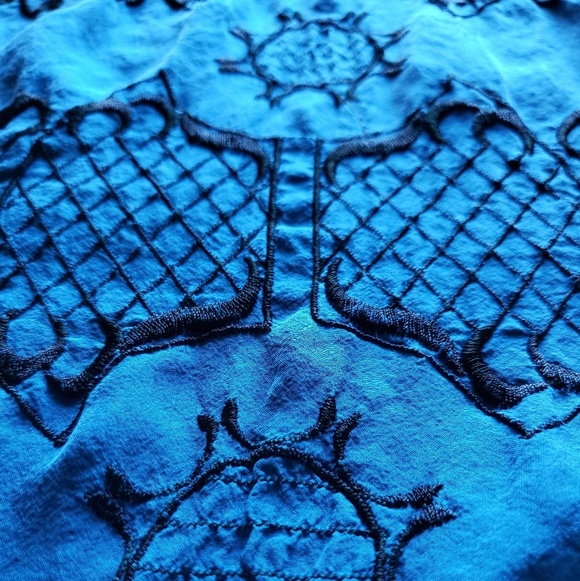Language Silk Embroidered Top. - Picture 7 of 7